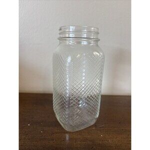 Anchor Hocking Square Waffle Pattern Faced Quart Jar No Lid